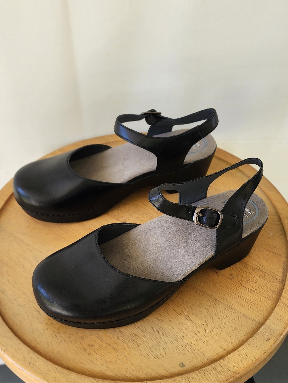Dansko Sam Black Leather Mary Jane Glogs - Picture 2 of 12